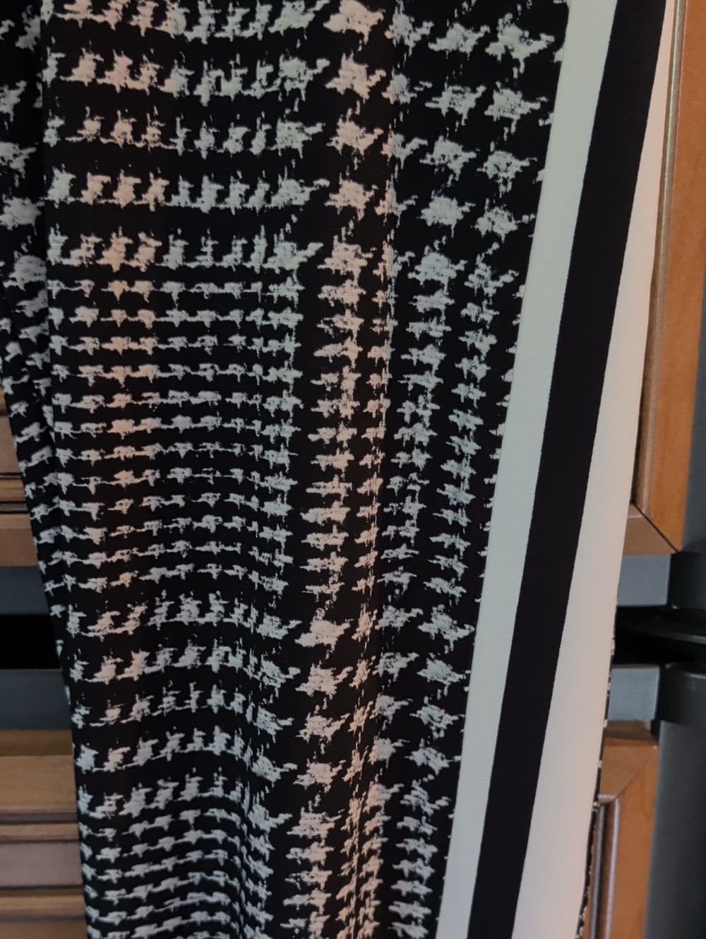 Norma Kamali Black and White Houndstooth Track Trousers - Picture 2 of 6